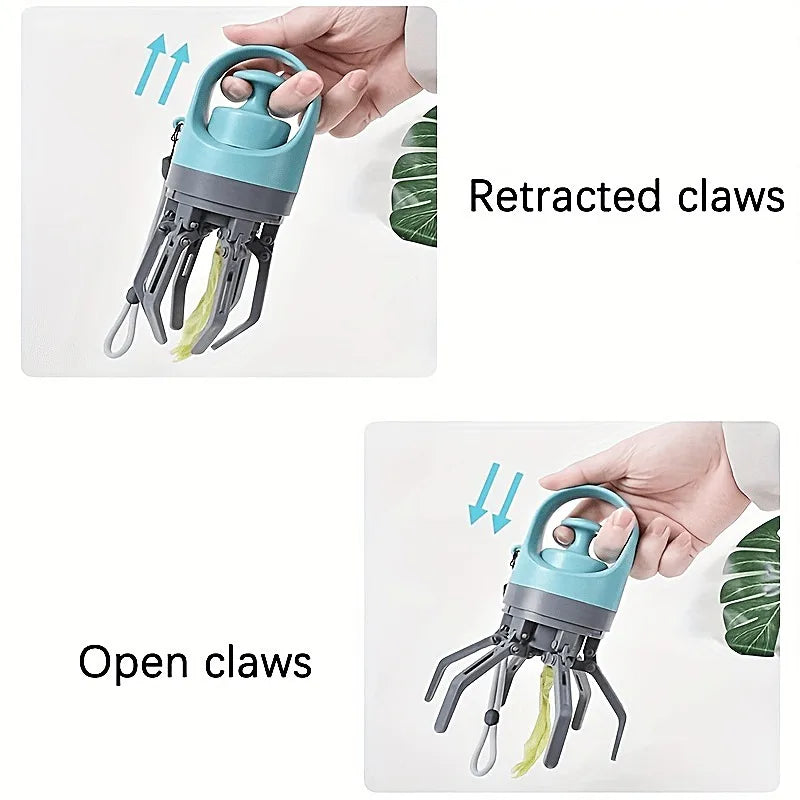 1Pc Portable Dog Poop Scooper with Built-In Bag Dispenser, Lightweight Claw Design Dog Excrement Picker Shovel for Easy Cleanup